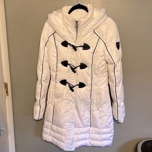 Miss Sixty Vintage Y2K Hooded Down Knee-Length Parka/Puffer Coat w/black detail